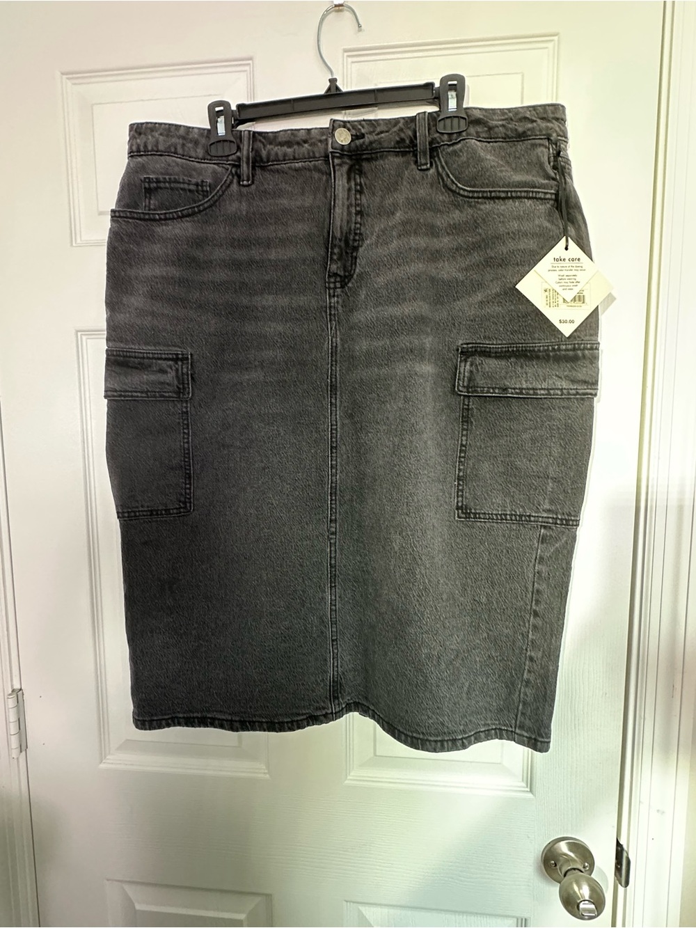Ava & Viv Washed Charcoal Cargo Midi Skirt